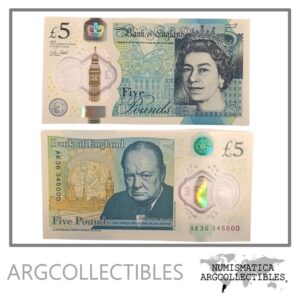 Inglaterra Billete 5 Pounds 2015 P-394 UNC (Polimero)