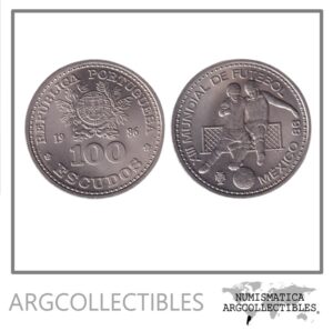 Portugal Moneda 100 Escudos 1986 Niquel Mundial Futbol Mexico 86 KM-637 UNC