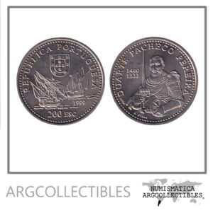 Portugal Moneda 200 Escudos 1999 Niquel Duarte Pacheco Pereira KM-719 UNC