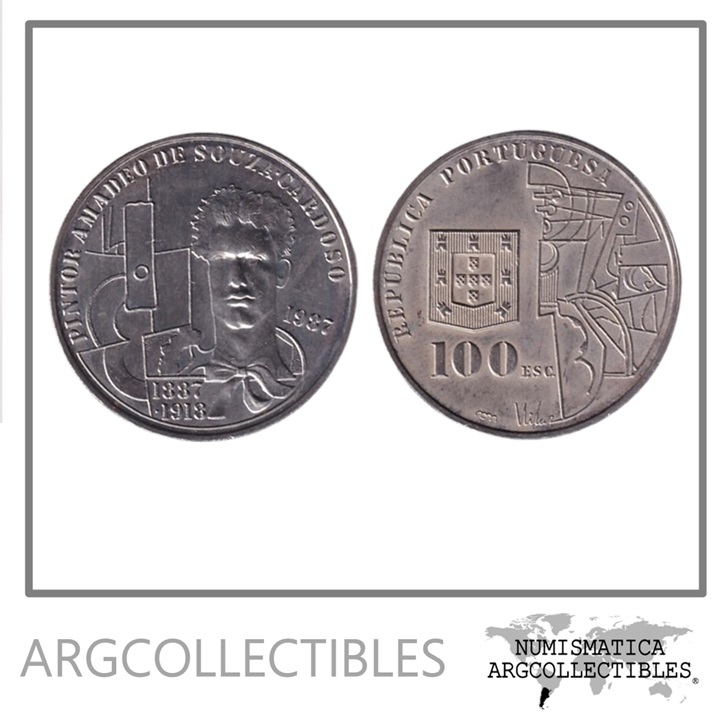Portugal Moneda 100 Escudos 1987 Niquel Amadeo de Souza Cardoso KM-644 UNC