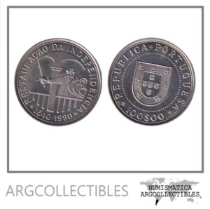 Portugal Moneda 100 Escudos 1990 Niquel 350 Aniversario Restauracion de la Independencia KM-651 UNC