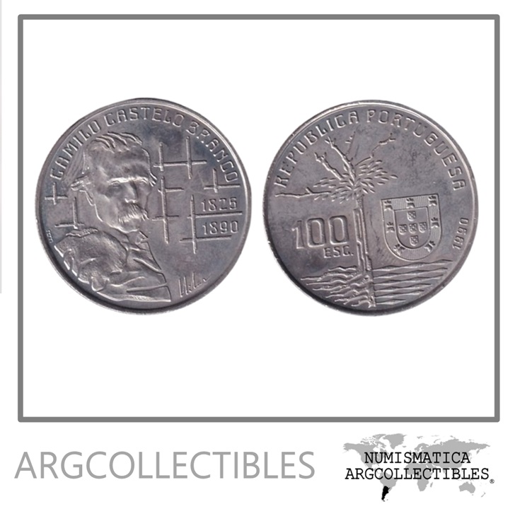 Portugal Moneda 100 Escudos 1990 Niquel Camilo Castelo Branco KM-656 UNC