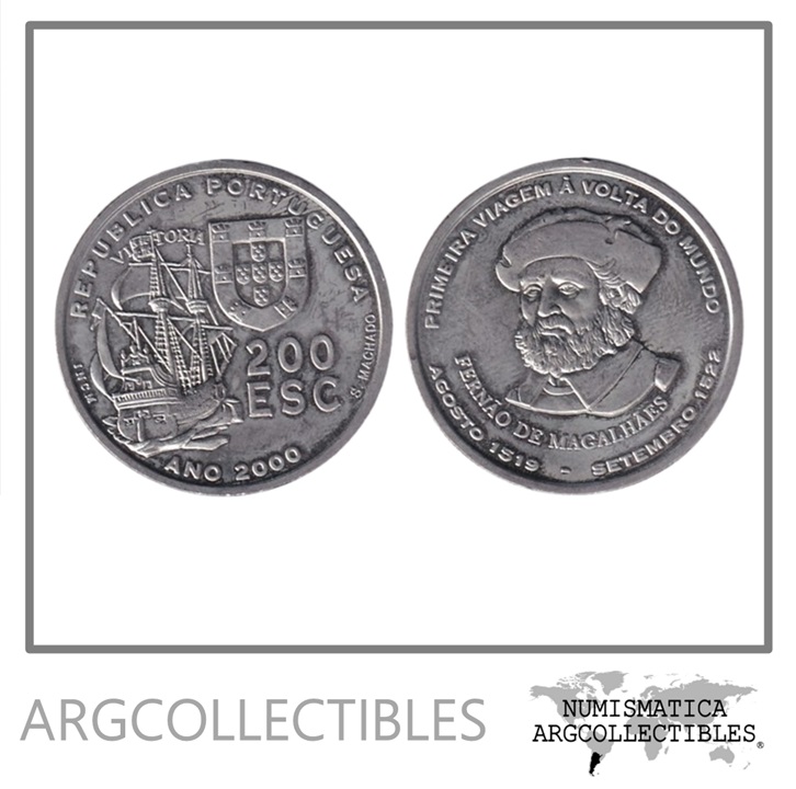 Portugal Moneda 200 Escudos 2000 Niquel Fernando de Magallanes KM-731 UNC