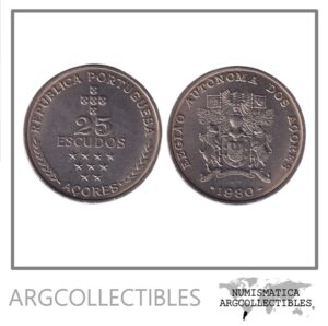 Azores Moneda 25 Escudos 1980 Niquel Autonomia Regional KM-43 UNC
