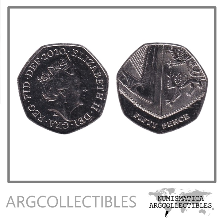 Inglaterra Moneda 50 Pence 2020 Niquel KM-1337 UNC