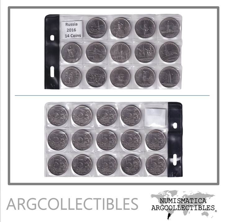 Rusia Moneda Set x 14 Monedas 2016 Niquel 80 Aniversario Liberacion Europa WWII UNC