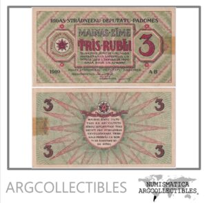 Letonia Billete 3 Rubli 1919 P-R2 AU