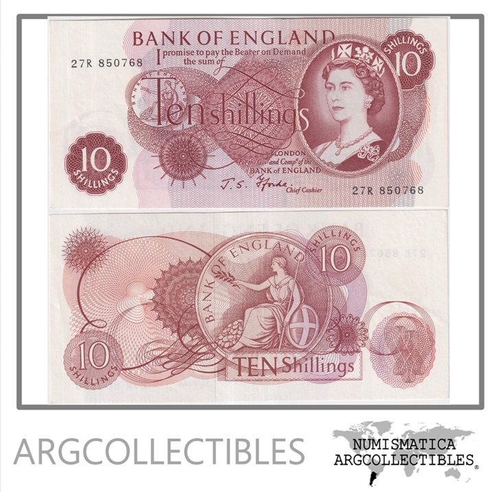 Inglaterra Billete 10 Shillings 1960 P-373c AU