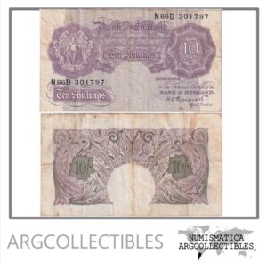 Inglaterra Billete 10 Shillings 1940 P-366 F+