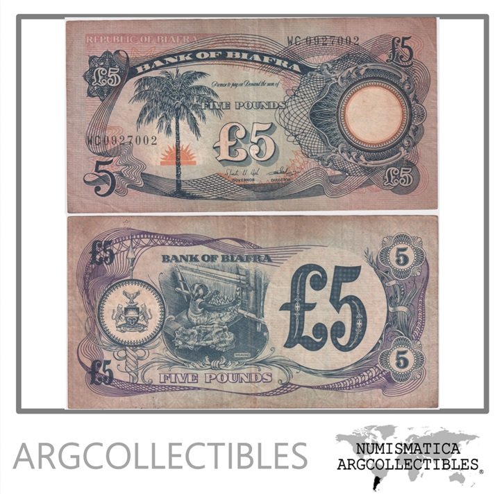Biafra Billete 5 Pounds 1969 P-6a VF