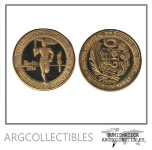 Peru Moneda 20 Nuevos Soles 1996 Juego Olimpicos Berlin 1936 Laton (Prueba Ensayo) Proof