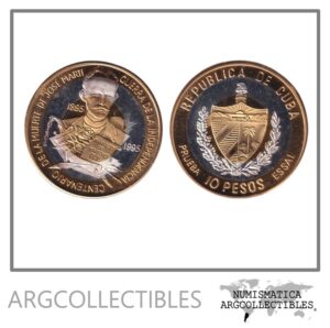 Cuba Moneda 10 Pesos 1995 Marti Trimetalica Proof (Ensayo Prueba)