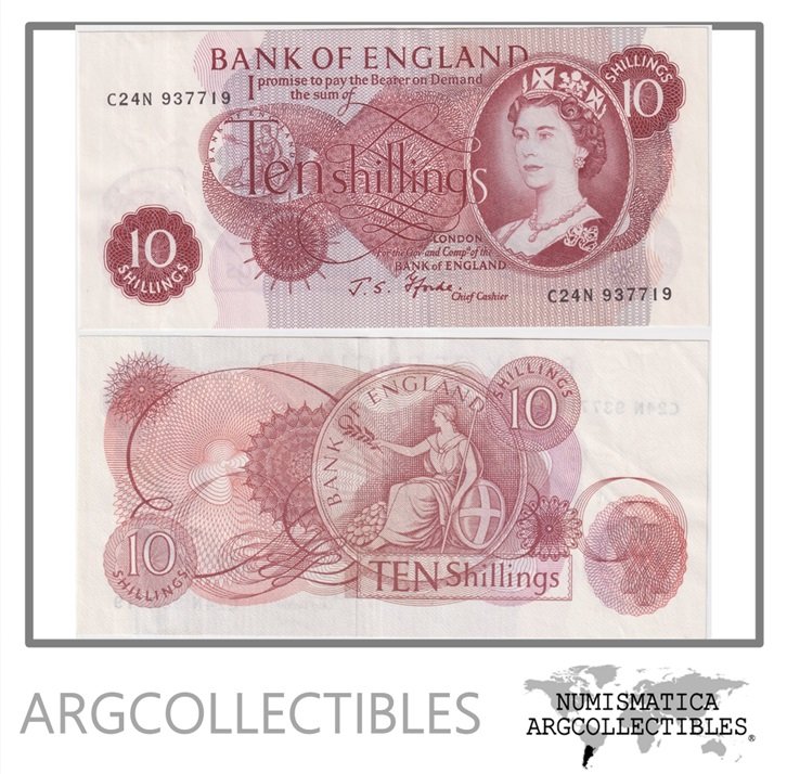 Inglaterra Billete 10 Shillings 1960 P-373c XF