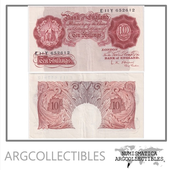 Inglaterra Billete 10 Shillings 1948 P-368c XF
