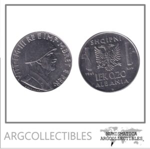 Albania Moneda 0,20 Leke 1941 Acero Ocupacion Italiana KM-29 AU