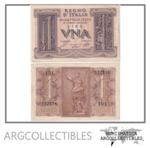 Italia Billete 1 Lira 1939 P-26 XF+