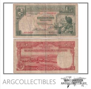 Uruguay Billete 5 Pesos 1935 P-29a/CR-9.IV.4 F (Escrito)