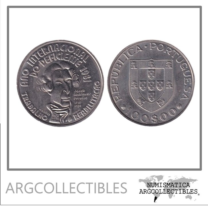 Portugal Moneda 100 Escudos 1982 Niquel Año internacional de las Personas Discapacitadas KM-625 UNC