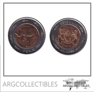 Botswana Moneda 2 Pula 2013 Bimetalica KM-36 Rinoceronte UNC