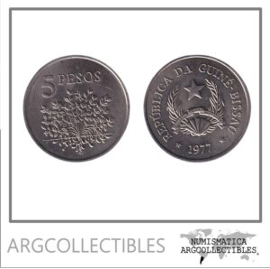 Guinea Bissau Moneda 5 Pesos 1977 Niquel KM-20 UNC