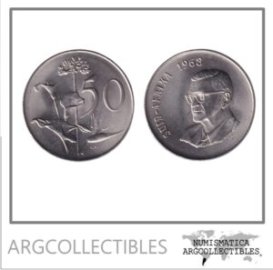 Sudafrica Moneda 50 Centavos 1968 Charles Robberts Swart/Suid-Afrika Niquel KM-79.2 UNC