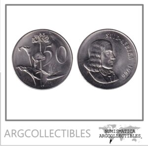 Sudafrica Moneda 50 Centavos 1966 Suid Afrika Niquel KM-70.1 UNC