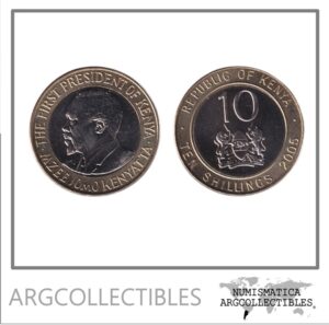 Kenia Moneda 10 Shillings 2005 Bimetalica KM-35.1 UNC