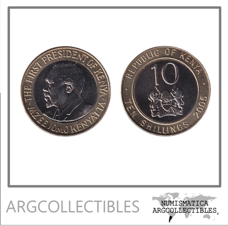 Kenia Moneda 10 Shillings 2005 Bimetalica KM-35.1 UNC