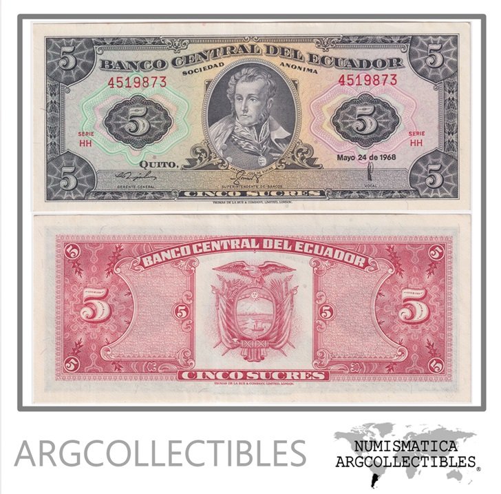 Ecuador Billete 5 Sucres 1968 P-113b(1) UNC