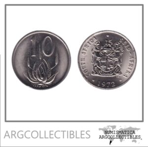 Sudafrica Moneda 10 Centavos 1972 Aloe Niquel KM-85 UNC