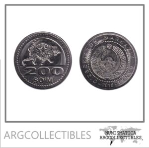 Uzbekistan Moneda 200 Som 2018 Acero Tigre UNC