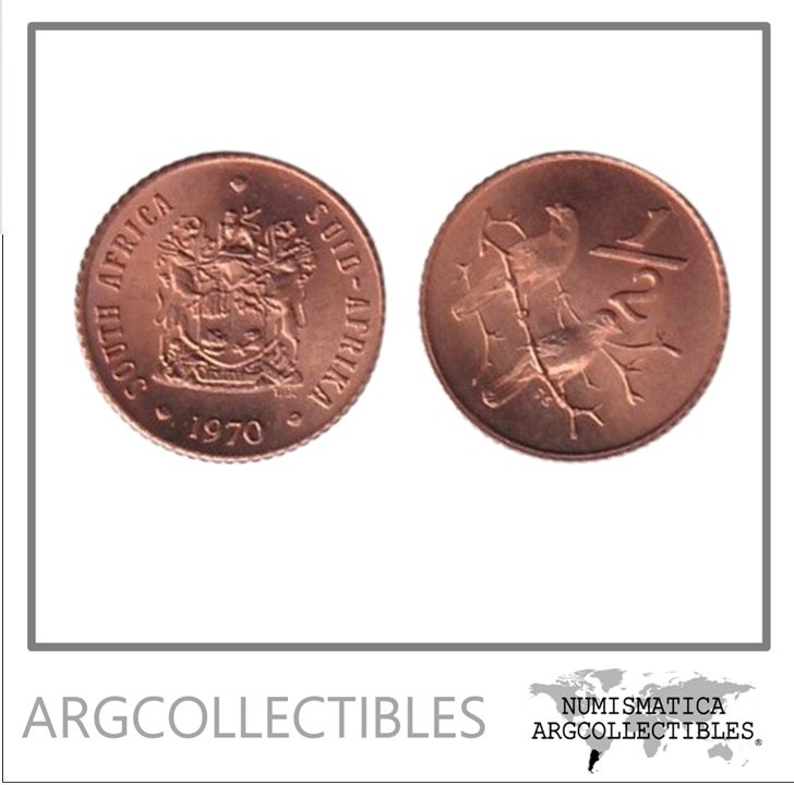 Sudafrica Moneda 1/2 Centavo 1970 Pajaros Bronce KM-81 UNC