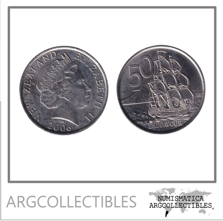 Nueva Zelanda Moneda 50 Centavos 2006 Endeavour (Barco de James Cook) Niquel KM-119 UNC