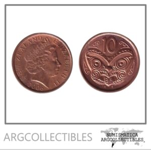 Nueva Zelanda Moneda 10 Centavos 2006 Cobre Mariposa KM-117a UNC