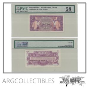 Inglaterra Billete 3 Pence 1946 P-M9b AU (Certificado) (Pago Militar)
