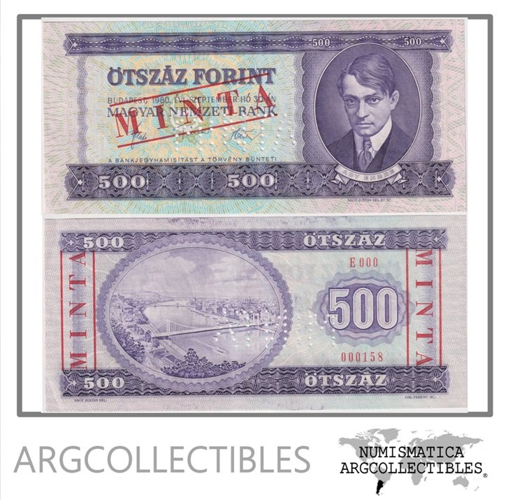 Hungria Billete 500 Forint 1980 P-172cs UNC (Specimen)