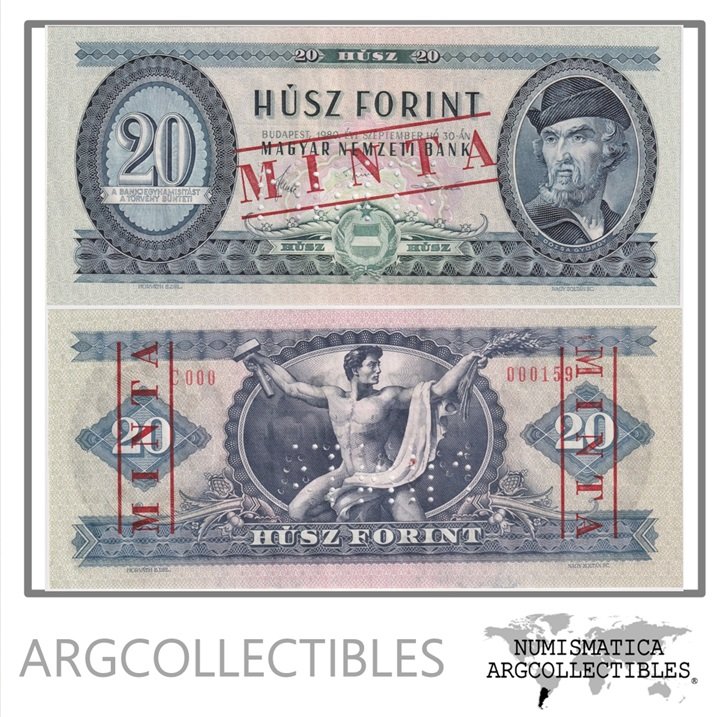 Hungria Billete 20 Forint 1980 P-169gs UNC (Specimen)