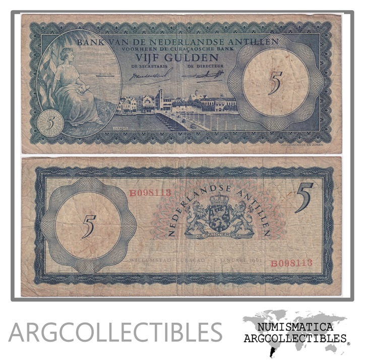 Antillas Holandesas Billete 5 Gulden 1962 P-1 VG