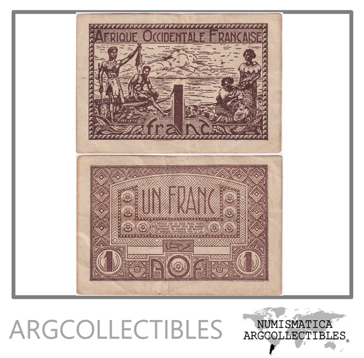 Africa Occidental Francesa Billete 1 Franco 1944 P-34a VF+