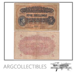 Este de Africa Billete 5 Shillings 1949 P-28b VF