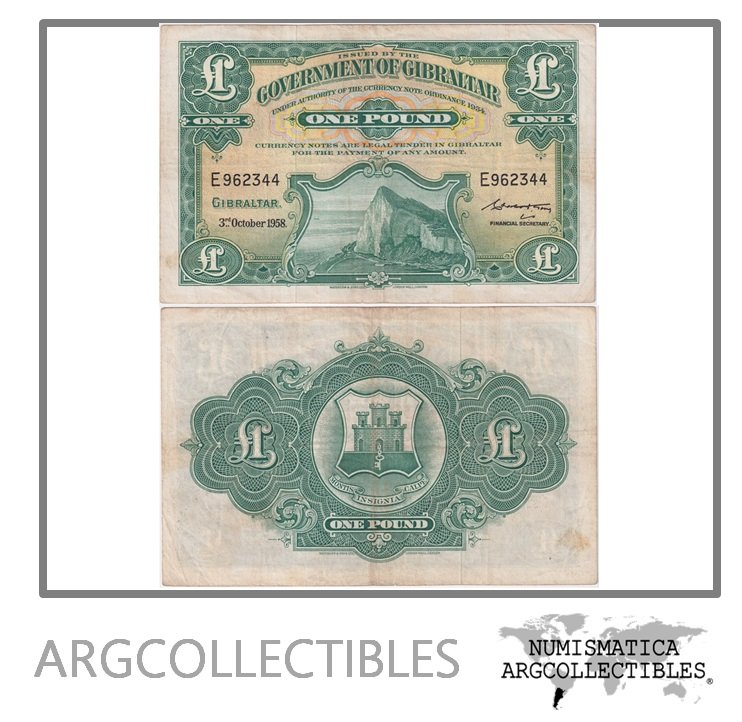 Gibraltar Billete 1 Pound 1958 P-18 VF+