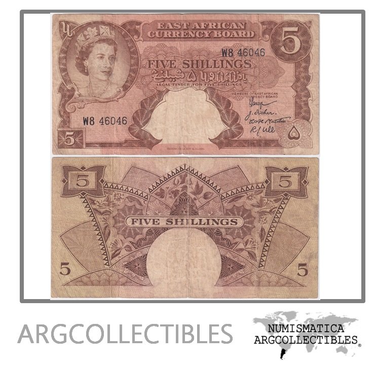Este de Africa Billete 5 Shillings 1958 P-37 F+