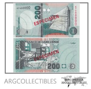Cabo Verde Billete 200 Escudos 2005 P-68s UNC (Specimen)