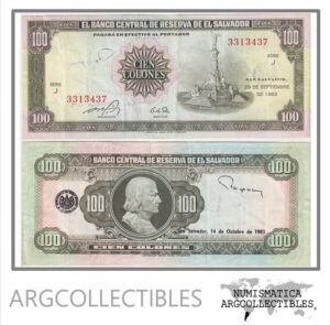 El Salvador Billete 100 Colones 1983 P-137a VF+ (Serie J)