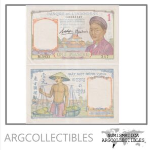 Indochina Francesa Billete 1 Piastre 1932 P-54b AU