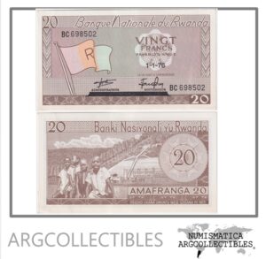 Rwanda Billete 20 Francos 1976 P-6e UNC