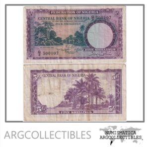 Nigeria Billete 5 Shillings 1958 P-27b F+