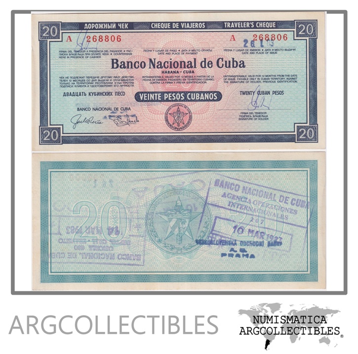 Cuba Billete 20 Pesos 1981-1986 Cheque Viajero XF+