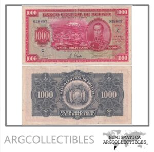 Bolivia Billete 1.000 Bolivianos 1928 P-135a VF+ (Serie C)