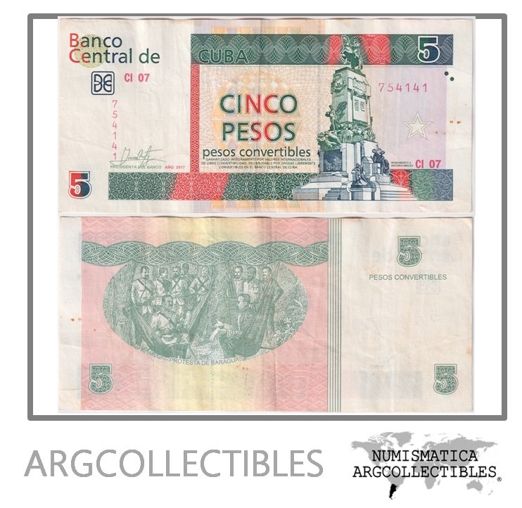 Cuba Billete 5 Pesos 2017 P-FX-48 VF+ (CUC)